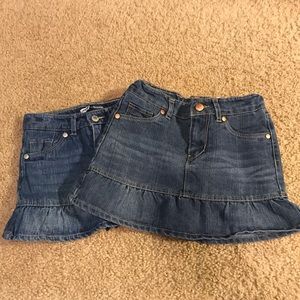 Two Levi’s jean skirts.